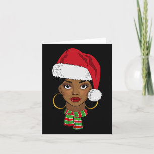 Black African American Santa Afro Christmas Melani Card