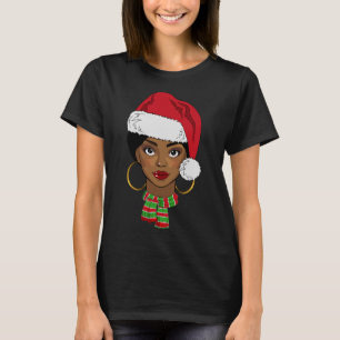 Black African American Santa Afro Christmas Melani T-Shirt