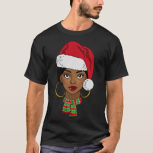 Black African American Santa Afro Christmas Melani T-Shirt
