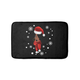 Black African American Santa Apparel Christmas Mel Bath Mat