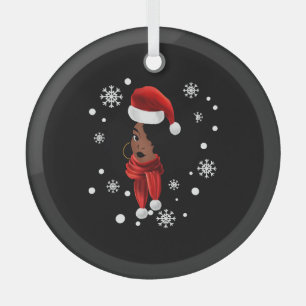 Black African American Santa Apparel Christmas Mel Glass Tree Decoration