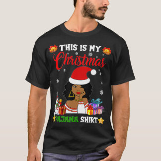 Black African American Santa Apparel Christmas Mel T-Shirt