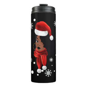 Black African American Santa Apparel Christmas Mel Thermal Tumbler