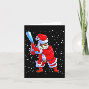 Black African American Santa Claus Baseball Afro C Card