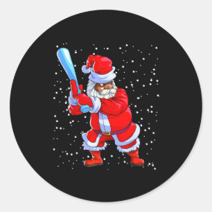 Black African American Santa Claus Baseball Afro C Classic Round Sticker