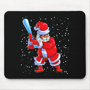 Black African American Santa Claus Baseball Afro C Mouse Pad