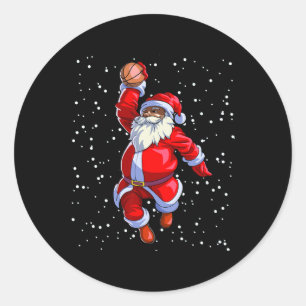Black African American Santa Claus Basketball Afro Classic Round Sticker