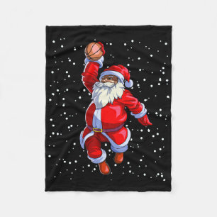 Black African American Santa Claus Basketball Afro Fleece Blanket