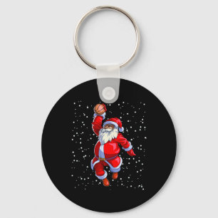 Black African American Santa Claus Basketball Afro Key Ring