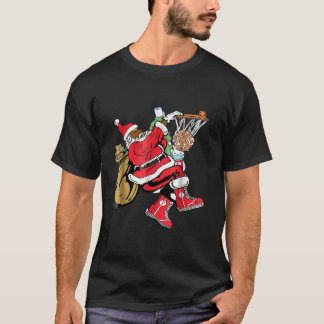 Black African American Santa Claus Basketball Chri T-Shirt
