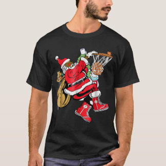 Black African American Santa Claus Basketball Chri T-Shirt