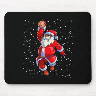Black African American Santa Claus Bysketbyll Afro Mouse Pad
