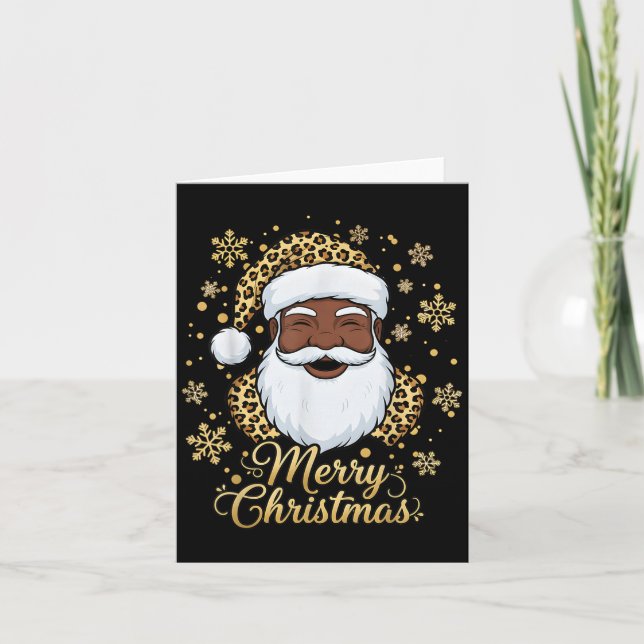 Black African American Santa Claus Christmas Afro  Card (Front)