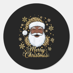 Black African American Santa Claus Christmas Afro  Classic Round Sticker