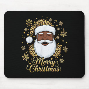 Black African American Santa Claus Christmas Afro  Mouse Pad