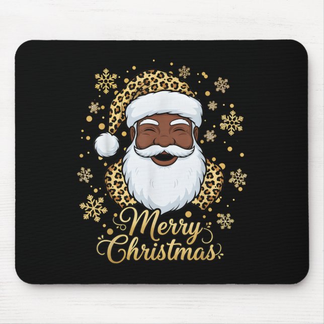 Black African American Santa Claus Christmas Afro  Mouse Pad (Front)