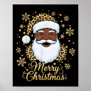 Black African American Santa Claus Christmas Afro Poster
