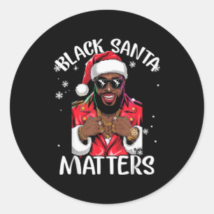 Black African American Santa Claus Christmas Pajam Classic Round Sticker