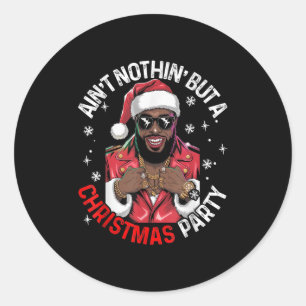 Black African American Santa Claus Christmas Pajam Classic Round Sticker