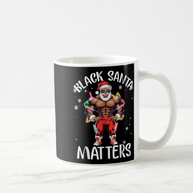 Black African American Santa Claus Christmas Pajam Coffee Mug (Right)