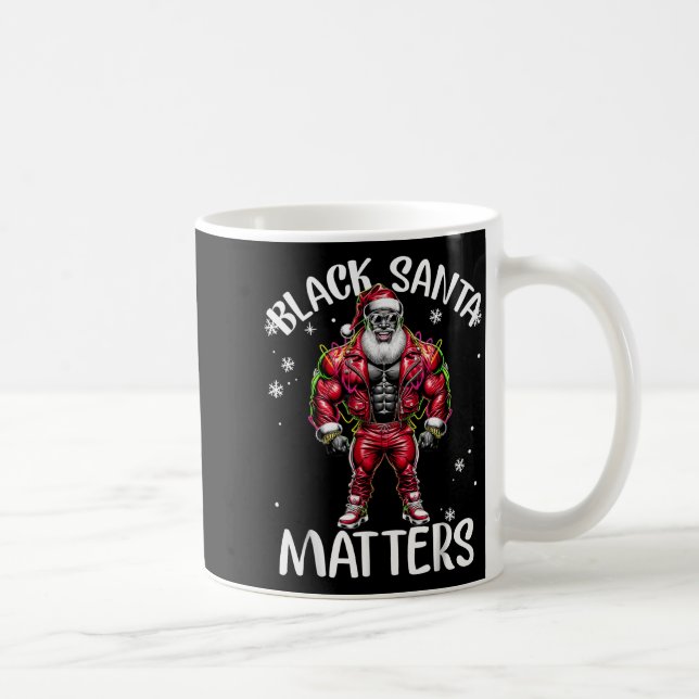 Black African American Santa Claus Christmas Pajam Coffee Mug (Right)