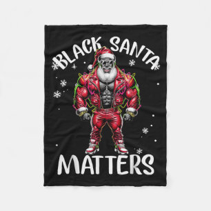 Black African American Santa Claus Christmas Pajam Fleece Blanket