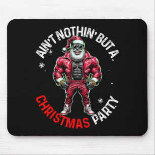 Black African American Santa Claus Christmas Pajam Mouse Pad