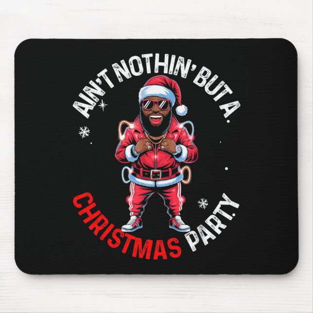 Black African American Santa Claus Christmas Pajam Mouse Pad (Front)