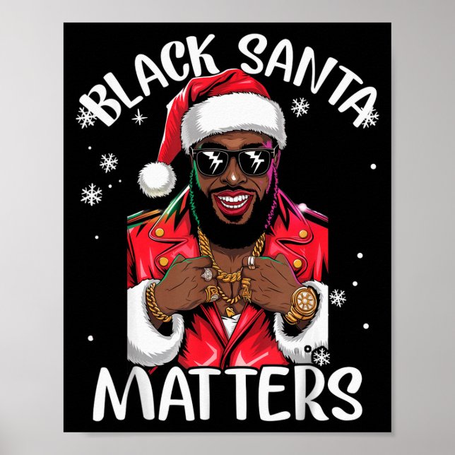 Black African American Santa Claus Christmas Pajam Poster (Front)