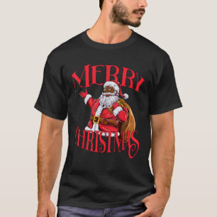 Black African American Santa Claus Christmas T-Shirt
