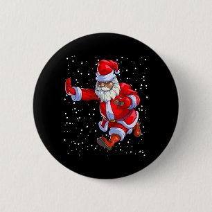 Black African American Santa Claus Football Afro C 6 Cm Round Badge
