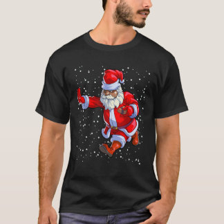 Black African American Santa Claus Football Afro C T-Shirt
