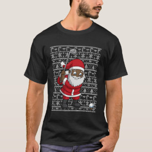Black African American Santa Claus Golf Ugly T-Shirt