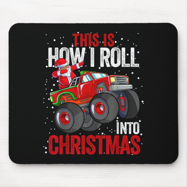 Black African American Santa Claus Monster Truck C Mouse Pad (Front)