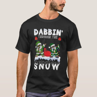 Black African American Santa Dabbing Matching Chri T-Shirt