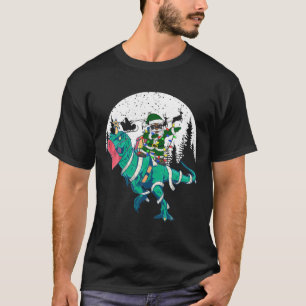 Black African American Santa T Rex With Mask Ugly T-Shirt