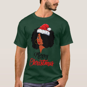 Black African American Santa Xmas Christmas Melani T-Shirt