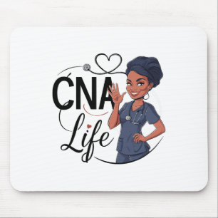 Black African American Woman Cna Nurse Black Histo Mouse Pad