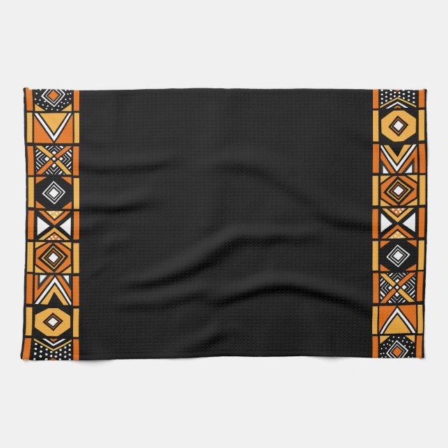 Black African Art Kitchen Towel (Horizontal)