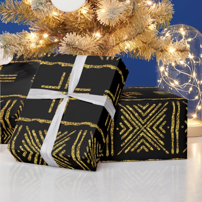 Black African Bogolan Giftwrap Wrapping Paper (Holidays)
