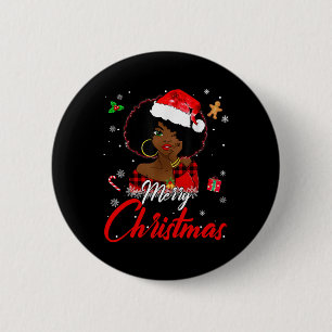 Black African Girl American Melanin Christmas Sant 6 Cm Round Badge