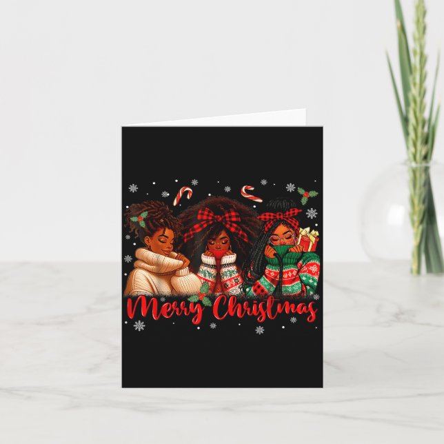 Black African Girl American Melanin Christmas Sant Card (Front)
