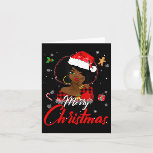 Black African Girl American Melanin Christmas Sant Card