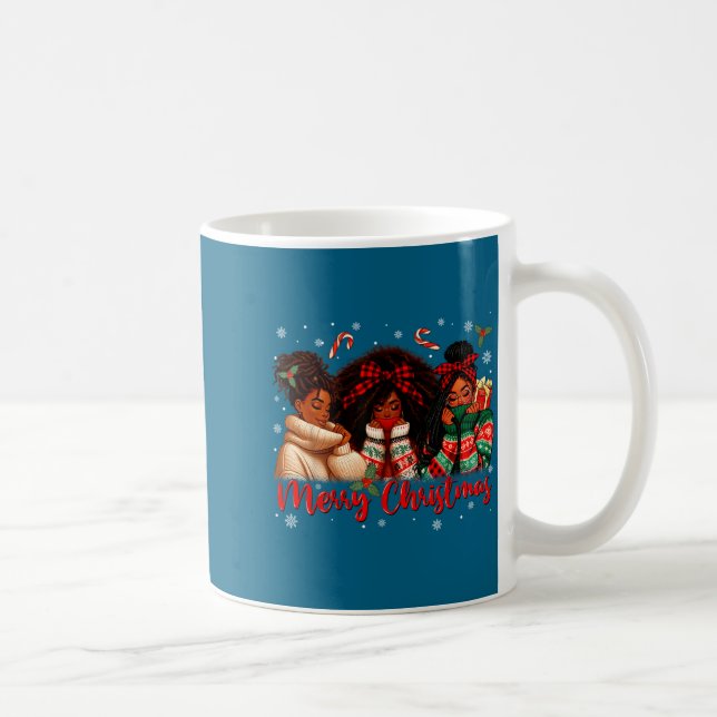 Black African Girl American Melanin Christmas Sant Coffee Mug (Right)