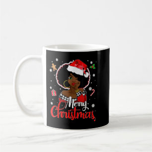 Black African Girl American Melanin Christmas Sant Coffee Mug