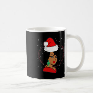 Black African Girl American Melanin Christmas Sant Coffee Mug