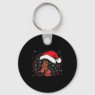 Black African Girl American Melanin Christmas Sant Key Ring