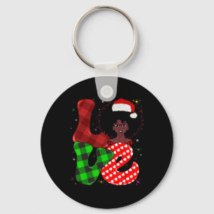 Black African Girl American Melanin Christmas Sant Key Ring