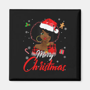 Black African Girl American Melanin Christmas Sant Magnet