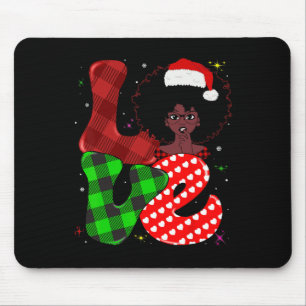 Black African Girl American Melanin Christmas Sant Mouse Pad
